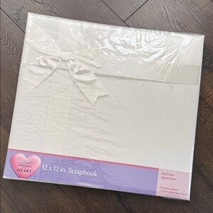 Satin White Scrapbook NEW with Bow / Wilson 12 by 12 Vintage Scrapbook - PAGES